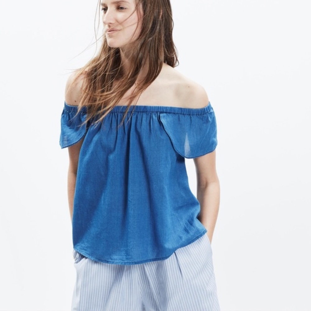 Madewell Indigo Off Shoulder Top